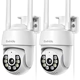 Codnida 2K Telecamera Wi-Fi Esterno/Interno Kit da 2, 360°PTZ Videocamera con 24/7 Recording, Tracciamento Automatico, PIR Rilevamento Umano, Allarme Sonoro e Luminoso, Supporto Scheda SD 128G