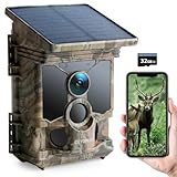 CEYOMUR Fototrappola Solare 4K 30Fps, Fototrappola 46MP Wifi Bluetooth, Angolo di Rilevamento 120°, Visione Notturna, Impermeabile IP66 per la Sorveglianza della Fauna Selvatica