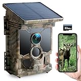 CEYOMUR Fototrappola Solare 4K 30Fps, Fototrappola 46MP Wifi Bluetooth, Angolo di Rilevamento 120°, Visione Notturna, Impermeabile IP66 per la Sorveglianza della Fauna Selvatica