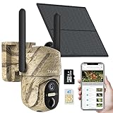 Tzziel Fotocamera da Caccia 4G e Scheda SIM,3MP Rilevamento Animali Videocamera Sorveglianza Mimetica Fototrappola Infrarossi Visione Notturna 0,2s Impermeabile IP66